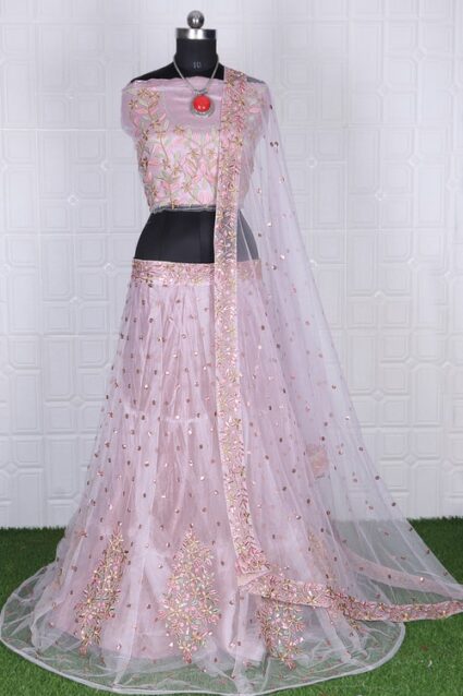 Beautiful Embroidery Work Net Lahenga