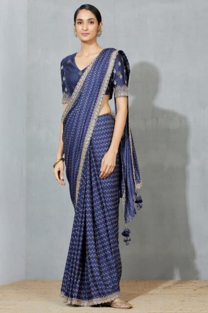 Heavy Embroidery Satin Saree