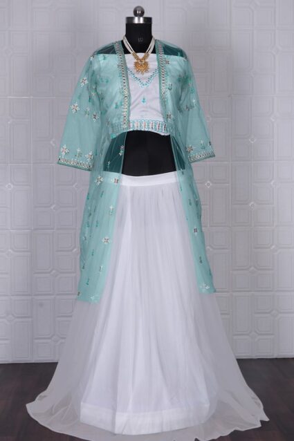 White Colour Awesome Lahenga
