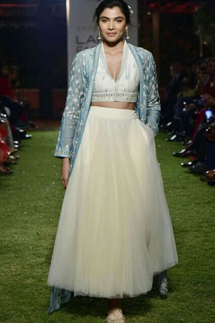 White Colour Awesome Lahenga