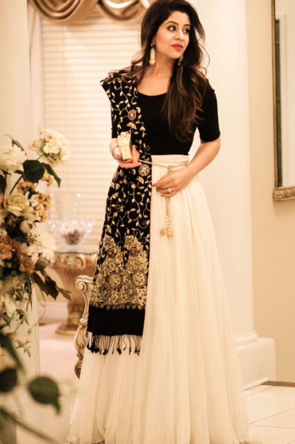 Black Colour Georgette Designer Lehanga