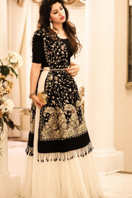 Black Colour Georgette Designer Lehanga