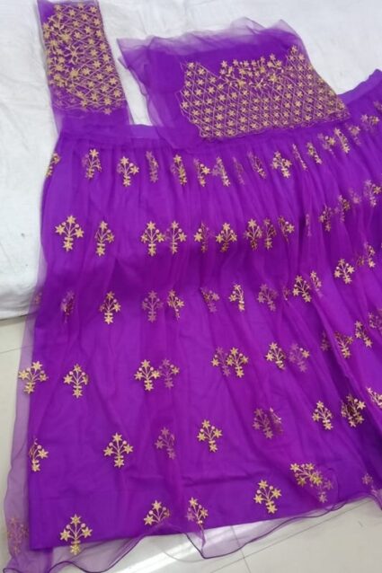 Designer Purple Net Lahenga
