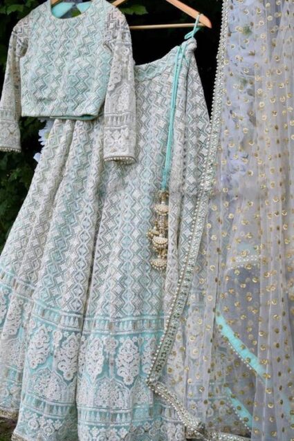 Sky Blue Fantastic Net Lahenga