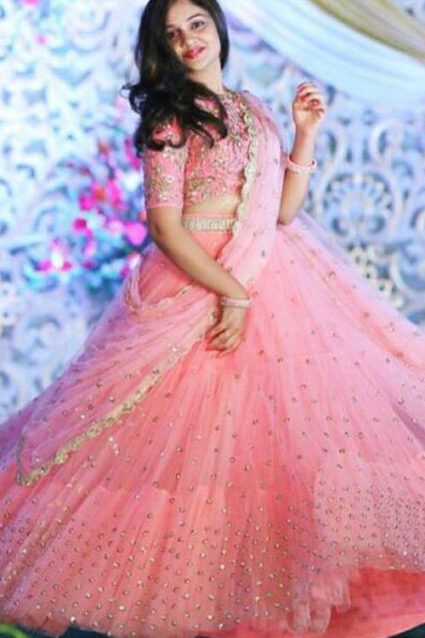 Designer Pink Sequence lahenga