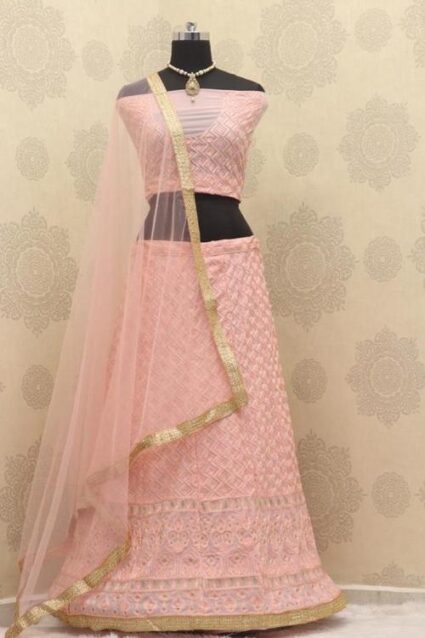 Heavy Peach Designer Lahenga
