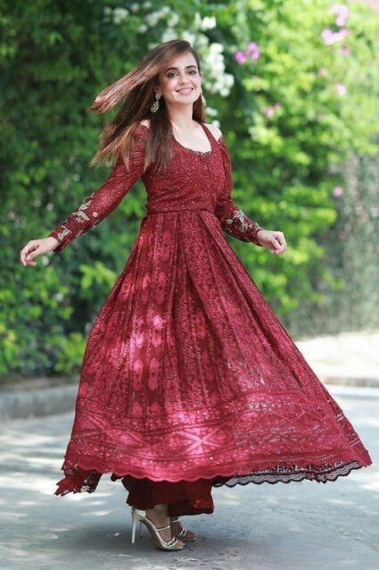 Maroon Anarkali Designer Suit