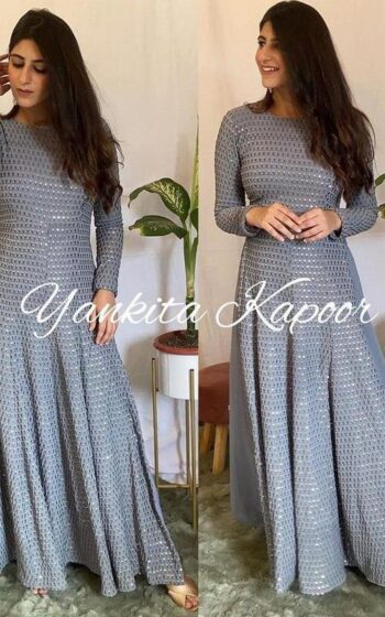 Yankita Kapoor Grey Designer Party Wear Suit