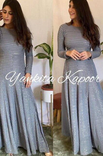 Yankita Kapoor Grey Designer Party Wear Suit Yankita Kapoor Grey Designer Party Wear Suit