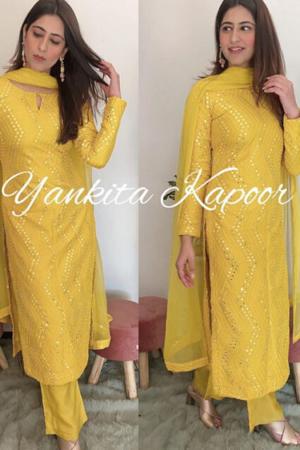 Yankita kapoor Yellow Designer Party Wear Suit Yankita kapoor Yellow Designer Party Wear Suit
