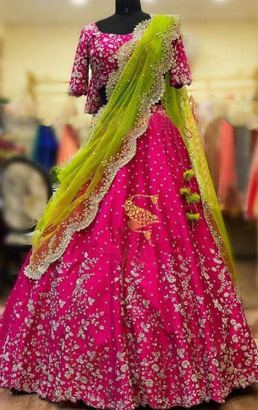 Rani Embroidery Work Silk Lahenga