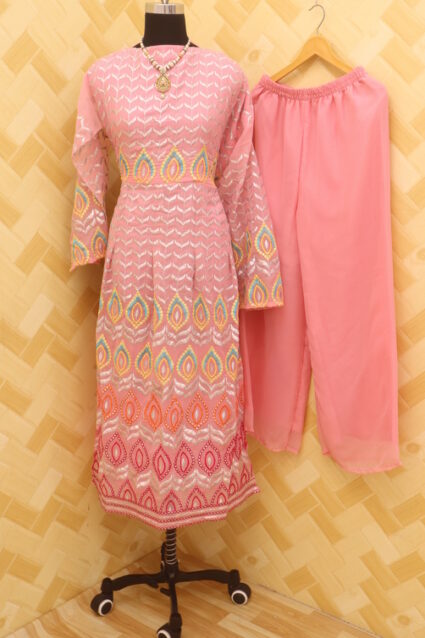 Yankita Kapoor Dress Pink Colour Designer Kurti Plazo Set