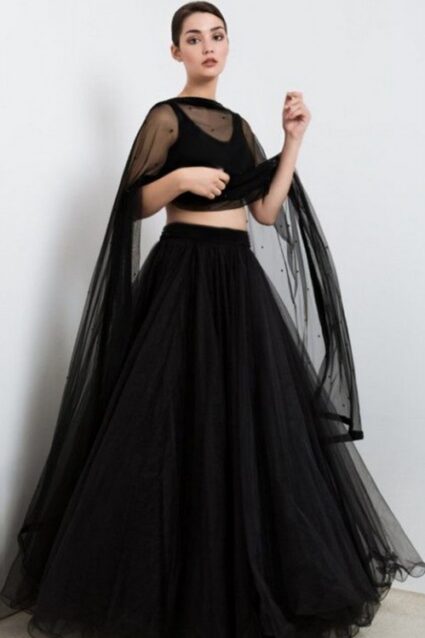 Black Colour Velvet  Designer  Lahenga