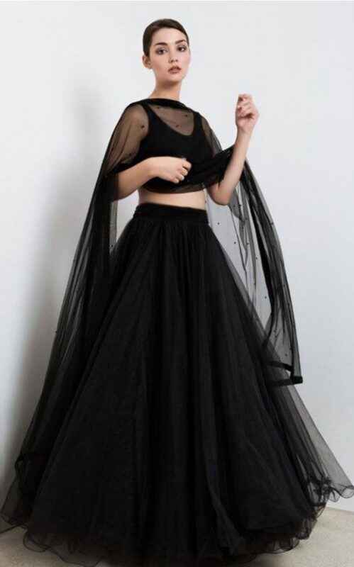 Black Colour Velvet  Designer  Lahenga