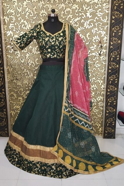 Heavy Dark Green Designer Lahenga
