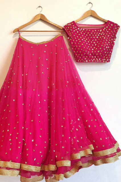 Pink Designer Georgette Lahenga