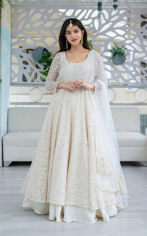 White Colour Beautiful Embroidery Suit