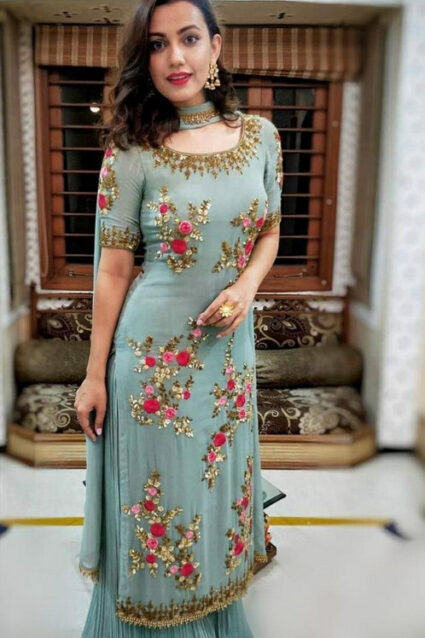Grey Party Wear Stright Embroidery Salwar Suit Dupatta Grey Party Wear Stright Embroidery Salwar Suit Dupatta