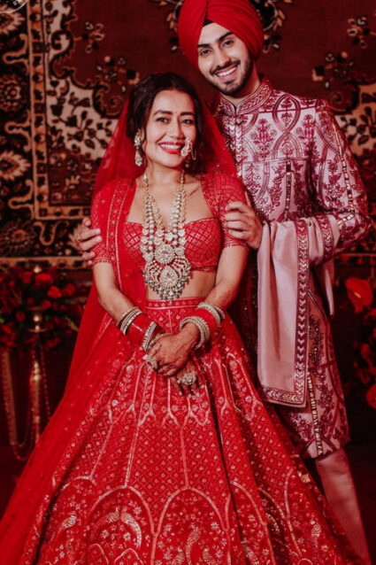 Neha kakkar Red Colour Designer Lehenga