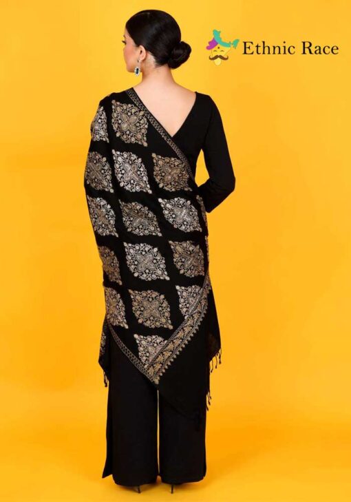 Solid Straight Black Plaaazo Suit with Rich Embroidery Dupatta