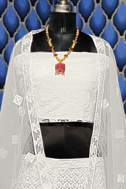 White Colour Party Wear Net  Lehenga