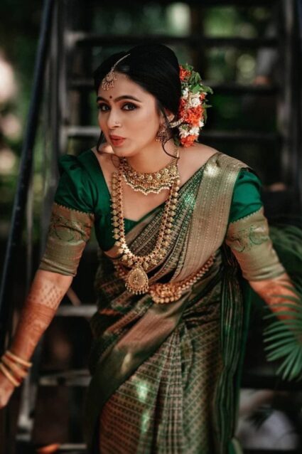 Mahanadi Green Color Heavy Zari Woven Saree