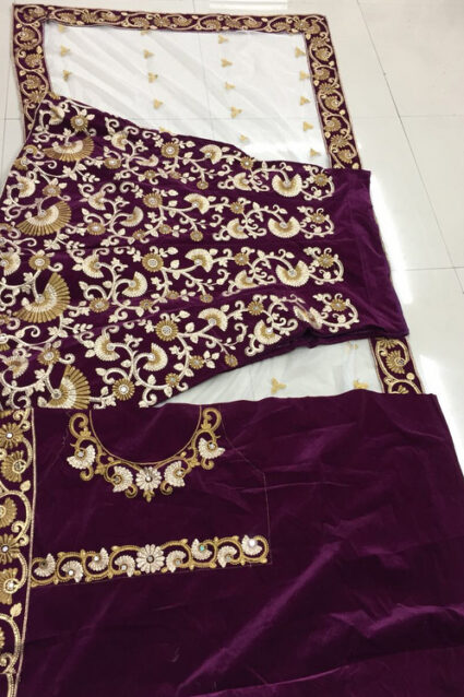 Magenta Colour Designer Velvet Lahenga