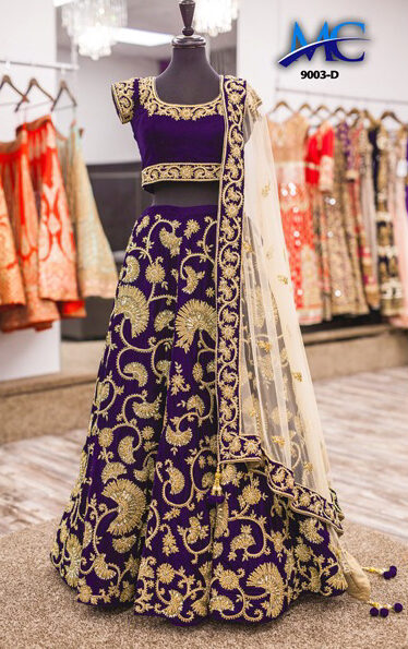 Magenta Colour Designer Velvet Lahenga