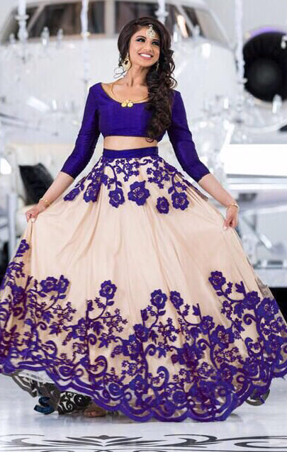 Beautiful Royal  Blue Colour Designer Net Lahenga