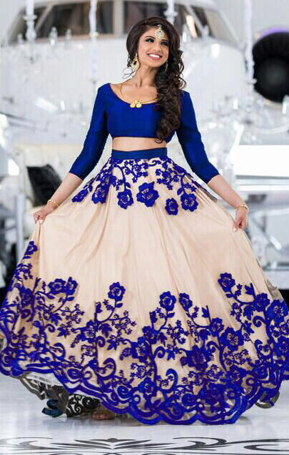 Beautiful Blue Colour Designer Net Lahenga