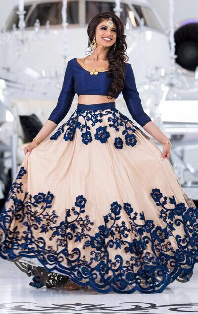 Beautiful Navy Blue Colour Designer Net Lahenga