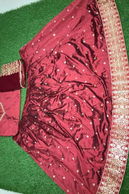 Maroon Colour Designer  taffeta Silk Lahenga