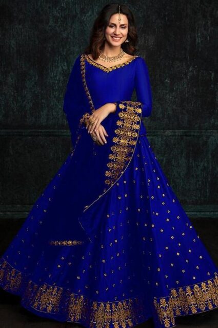 Blue Colour Designer  Tappet Silk Lahenga