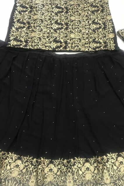 Black Colour Designer Georgette Lahenga