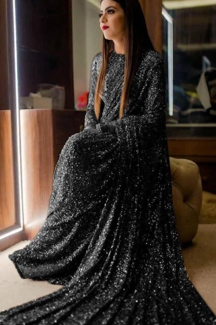 Black Sequence Saree for Party wear