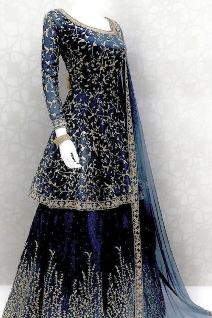 Blue Colour  Designer embrodiery  Work Quality Lahenga