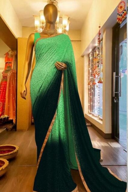 Green Georgette Sequin Saree
