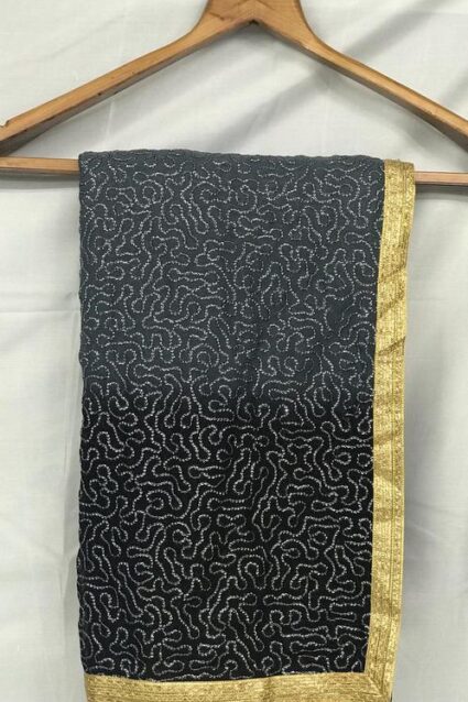 Grey Georgette Sequin Saree