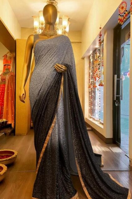 Grey Georgette Sequin Saree