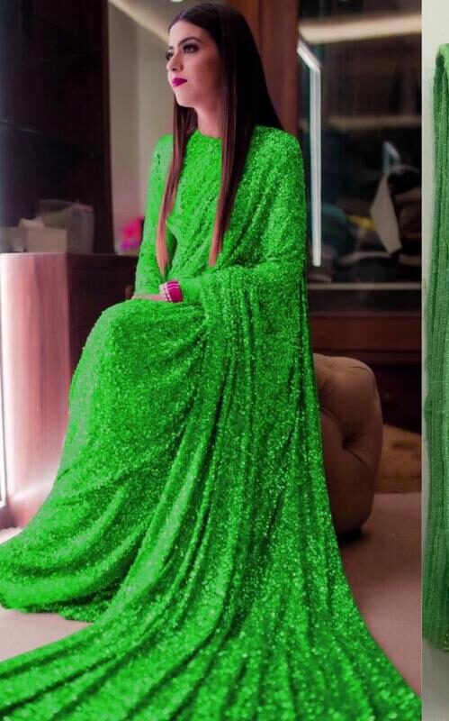 Light Green Sequence Saree for Party wear