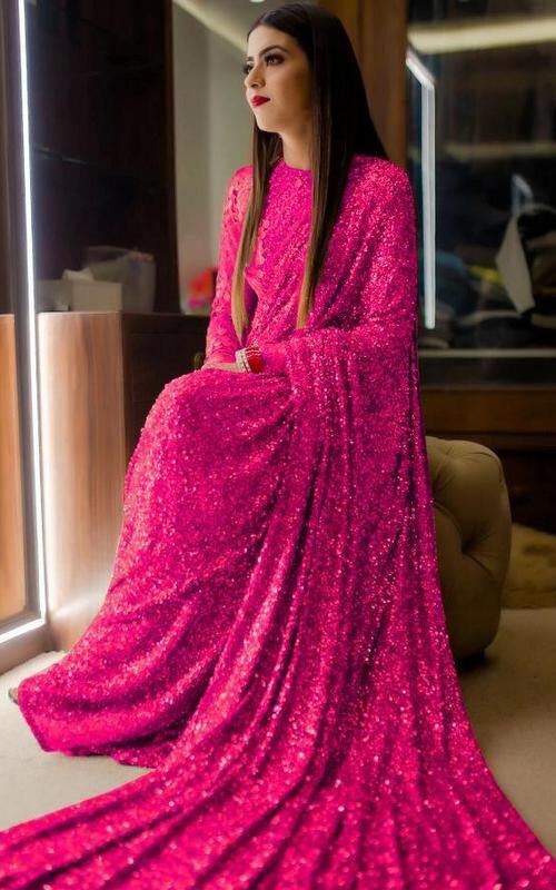 Pink Sequence Saree for Party wear