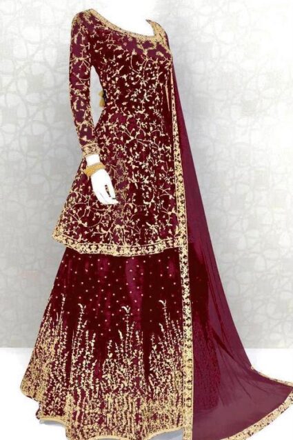 Red Colour Designer embrodiery Work Quality Lahenga
