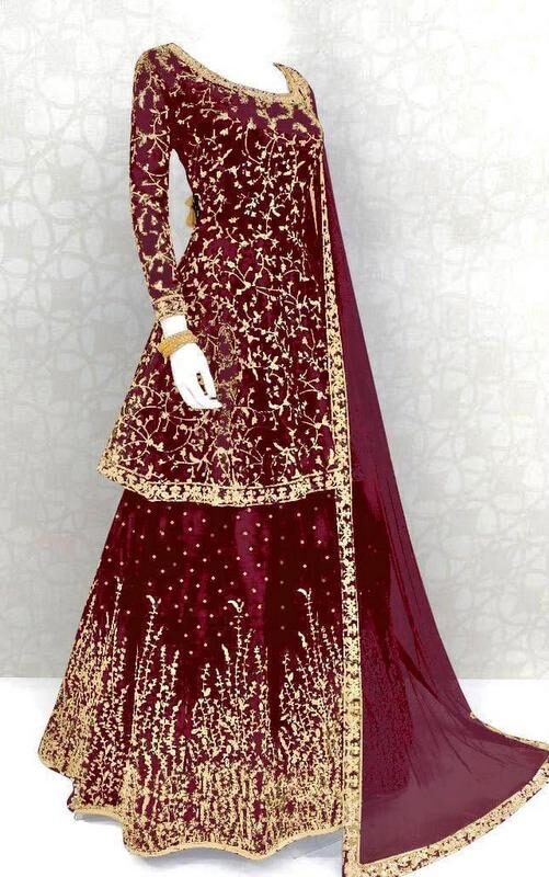 Red Colour  Designer embrodiery  Work  Best Quality Lahenga