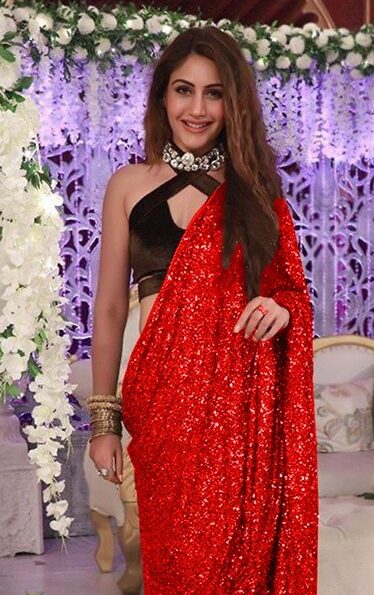 Red Colour Party wear Sequence Work Saree