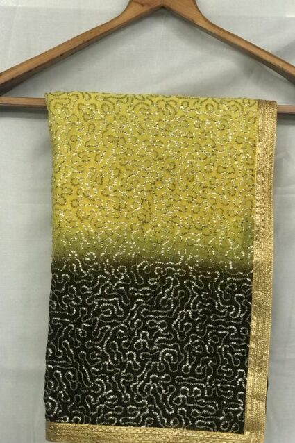 Yellow Georgette Sequin Saree