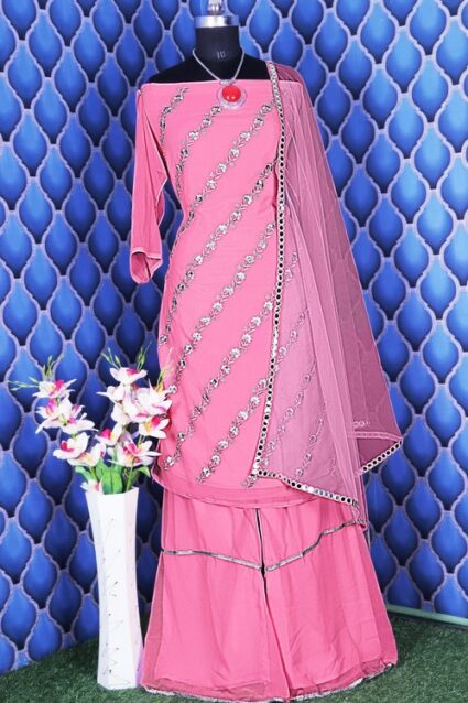 Pink Colour Embroidery And Sequence Work Designer Suit Pink Colour Embroidery And Sequence Work Designer Suit