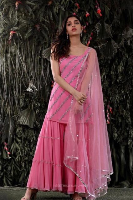 Pink Colour Embroidery And Sequence Work Designer Suit Pink Colour Embroidery And Sequence Work Designer Suit