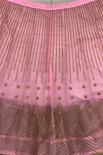 Pink Colour Embroidery Work With Cancan Designer Net Lehenga