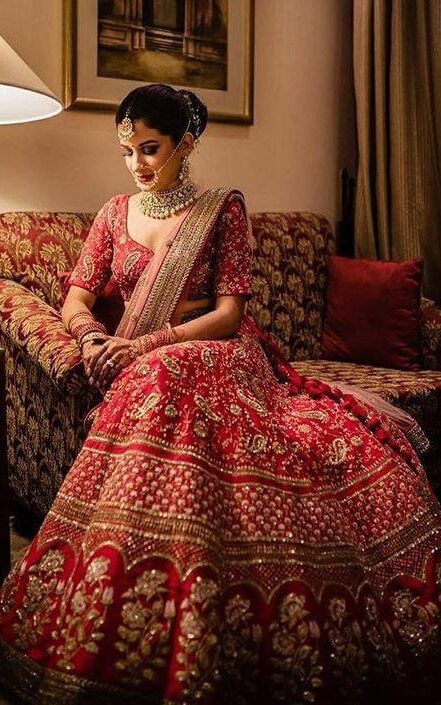 Red Colour Embroidery Work With Cancan Designer Silk Lehenga
