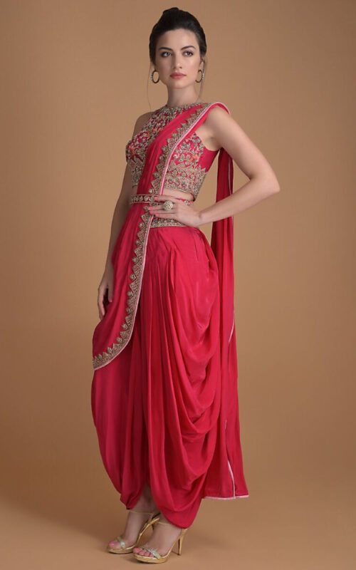 pre stitched dhoti saree online